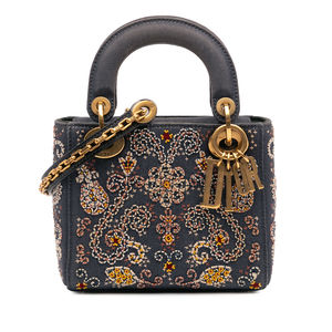 Pre-Loved Dior Mini Denim Embroidered Lady Dior